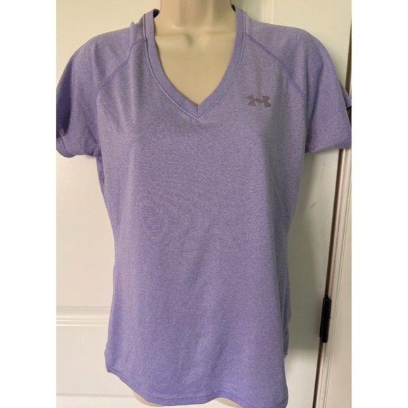 Under Armour Tops - Under Armour Heather Lavender Short Sleeve V-Neck Performance Tee L?